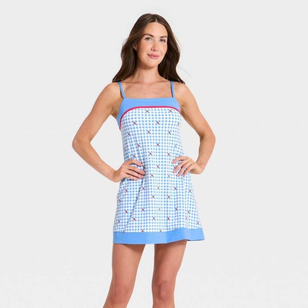 Women's Everyday Soft Active Court Dress - All In Motion Blue Gingham XL